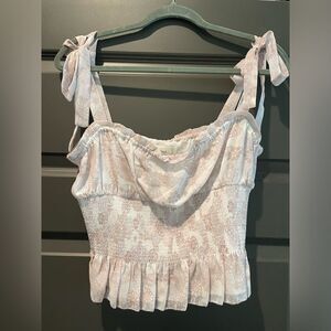NWOT Aritzia Wilfred Tie Strap Smocked Top
